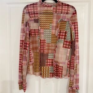 Patchwork Plaid Long Sleeve Top